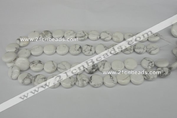 CWB77 15.5 inches 16mm flat round natural white howlite beads