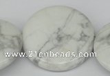 CWB78 15.5 inches 40mm flat round natural white howlite beads