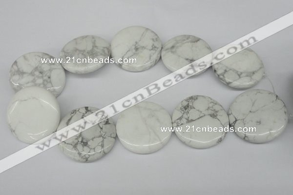 CWB78 15.5 inches 40mm flat round natural white howlite beads