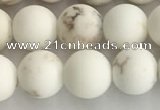 CWB813 15.5 inches 8mm round matte white howlite turquoise beads