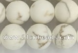 CWB814 15.5 inches 10mm round matte white howlite turquoise beads