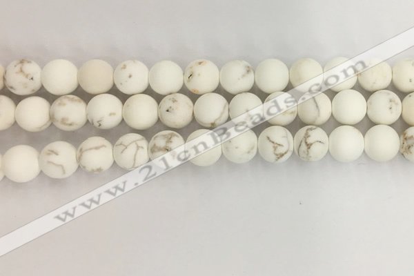 CWB814 15.5 inches 10mm round matte white howlite turquoise beads