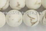 CWB815 15.5 inches 12mm round matte white howlite turquoise beads