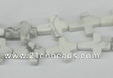 CWB88 15.5 inches 12*15mm cross natural white howlite beads