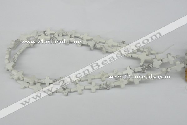 CWB88 15.5 inches 12*15mm cross natural white howlite beads