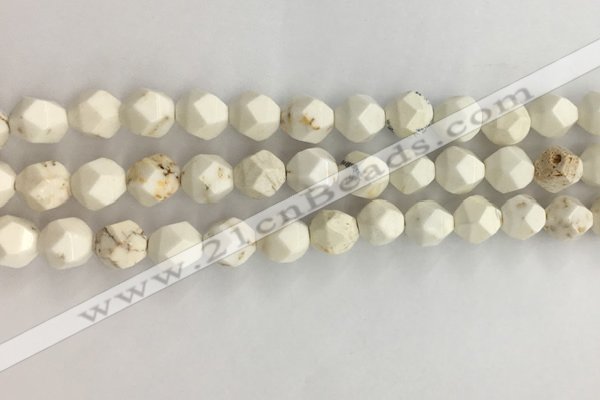 CWB886 15.5 inches 8mm faceted nuggets white howlite turquoise beads