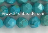 CWB889 15.5 inches 6mm faceted nuggets howlite turquoise beads