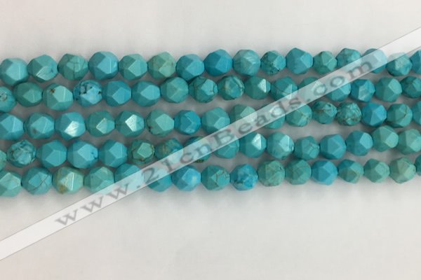 CWB889 15.5 inches 6mm faceted nuggets howlite turquoise beads