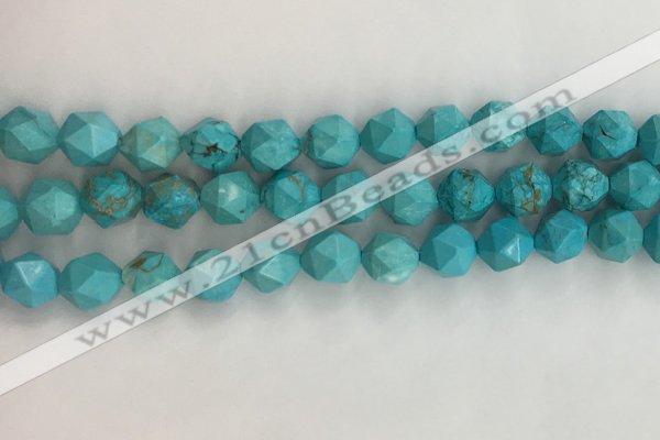 CWB891 15.5 inches 10mm faceted nuggets howlite turquoise beads