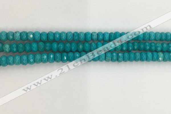 CWB902 15.5 inches 4*6mm faceted rondelle howlite turquoise beads