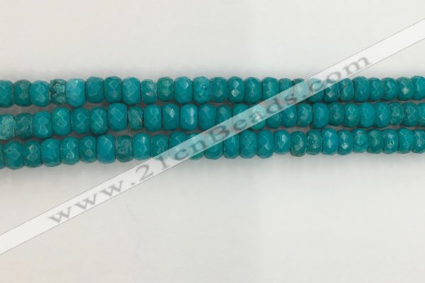 CWB903 15.5 inches 5*8mm faceted rondelle howlite turquoise beads