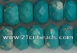 CWB905 15.5 inches 6*10mm faceted rondelle howlite turquoise beads