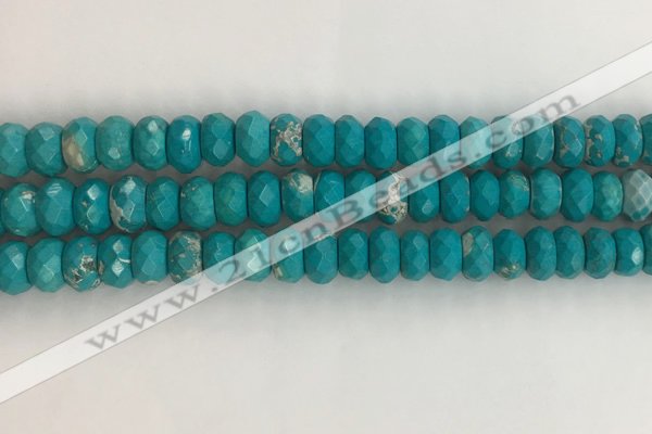 CWB905 15.5 inches 6*10mm faceted rondelle howlite turquoise beads