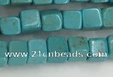 CWB909 15.5 inches 4*4mm cube howlite turquoise beads wholesale