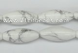 CWB92 15.5 inches 10*25mm rice natural white howlite beads