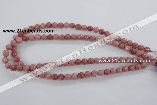 CWF01 15.5 inches 6mm faceted round pink wooden fossil jasper beads