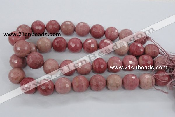CWF08 15.5 inches 20mm faceted round pink wooden fossil jasper beads