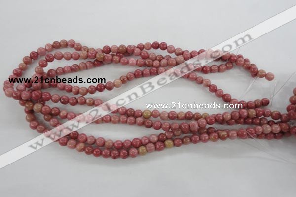 CWF11 15.5 inches 6mm round pink wooden fossil jasper beads wholesale