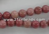 CWF12 15.5 inches 8mm round pink wooden fossil jasper beads wholesale