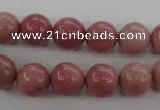 CWF15 15.5 inches 12mm round pink wooden fossil jasper beads wholesale