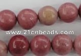 CWF16 15.5 inches 14mm round pink wooden fossil jasper beads wholesale