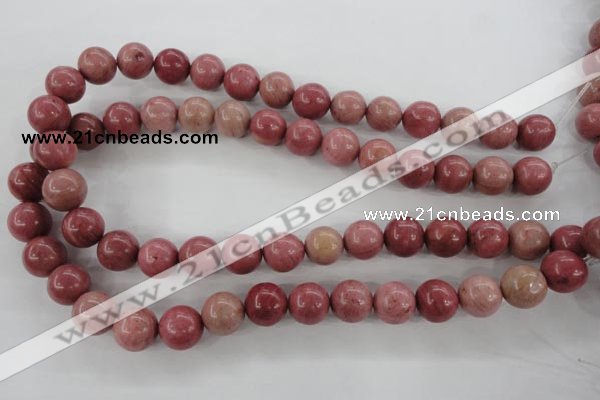 CWF16 15.5 inches 14mm round pink wooden fossil jasper beads wholesale