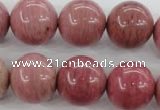 CWF18 15.5 inches 18mm round pink wooden fossil jasper beads wholesale