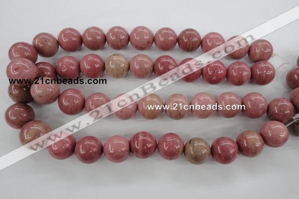 CWF18 15.5 inches 18mm round pink wooden fossil jasper beads wholesale