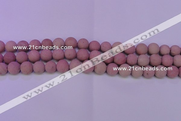 CWF20 15.5 inches 4mm round matte pink wooden fossil jasper beads