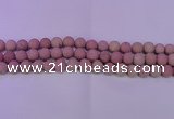 CWF21 15.5 inches 6mm round matte pink wooden fossil jasper beads