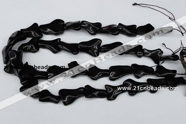 CWG01 15.5 inches 18*25mm wavy freeform black agate gemstone beads