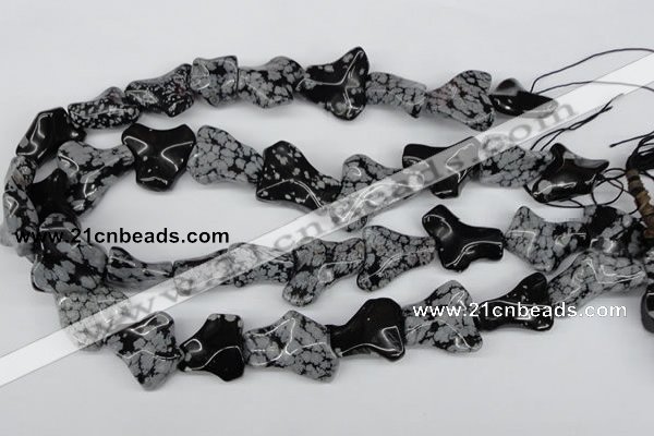 CWG06 15.5 inches 25*33mm wavy freeform snowflake obsidian beads