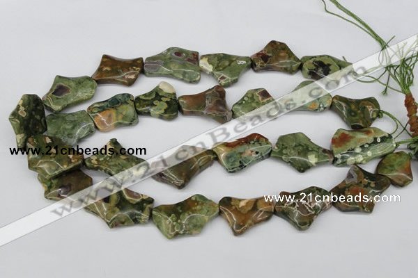 CWG08 15.5 inches 25*33mm wavy freeform rhyolite gemstone beads