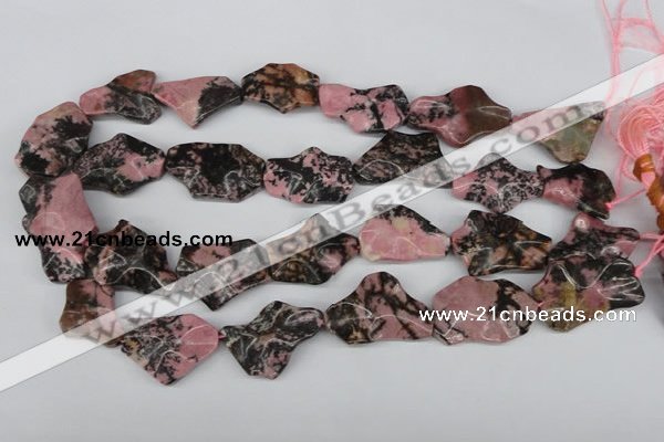 CWG09 15.5 inches 25*33mm wavy freeform rhodonite gemstone beads