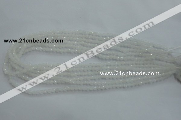 CWH01 15.5 inches 4mm faceted round white jade beads wholesale