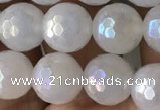 CWH61 15.5 inches 8mm faceted round AB-color white jade beads