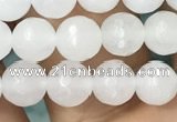 CWH77 15.5 inches 6mm faceted round white jade beads wholesale