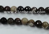 CWJ211 15.5 inches 6mm faceted round wood jasper gemstone beads