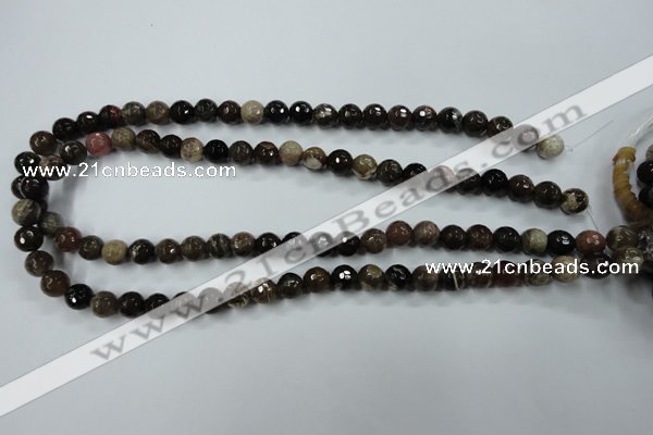 CWJ211 15.5 inches 6mm faceted round wood jasper gemstone beads