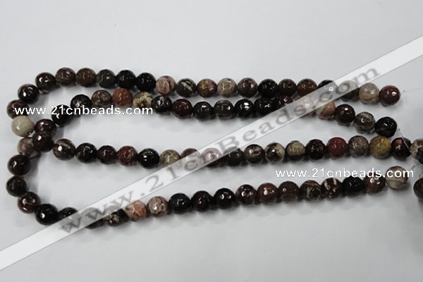 CWJ213 15.5 inches 10mm faceted round wood jasper gemstone beads