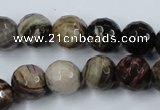 CWJ214 15.5 inches 12mm faceted round wood jasper gemstone beads