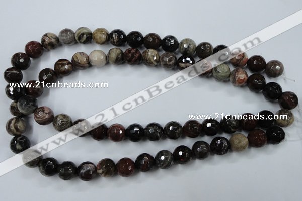 CWJ214 15.5 inches 12mm faceted round wood jasper gemstone beads