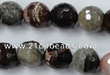 CWJ215 15.5 inches 14mm faceted round wood jasper gemstone beads