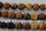 CWJ302 15.5 inches 8mm faceted round wood jasper gemstone beads