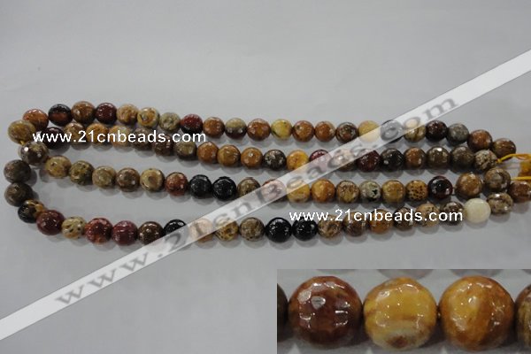 CWJ302 15.5 inches 8mm faceted round wood jasper gemstone beads