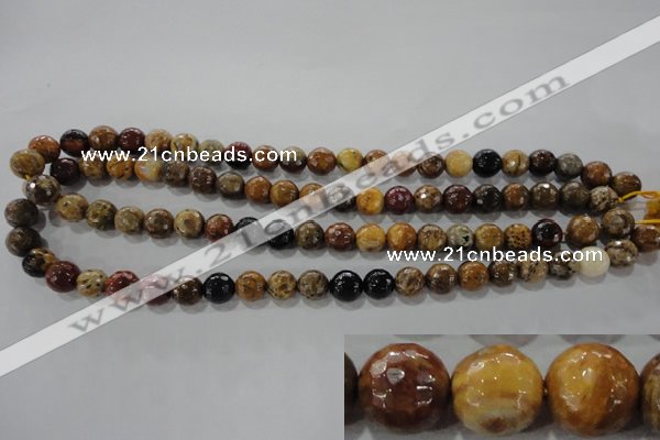 CWJ303 15.5 inches 9mm faceted round wood jasper gemstone beads