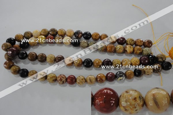 CWJ304 15.5 inches 10mm faceted round wood jasper gemstone beads