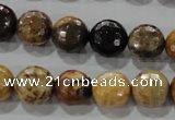 CWJ306 15.5 inches 12mm faceted round wood jasper gemstone beads