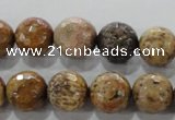 CWJ307 15.5 inches 14mm faceted round wood jasper gemstone beads