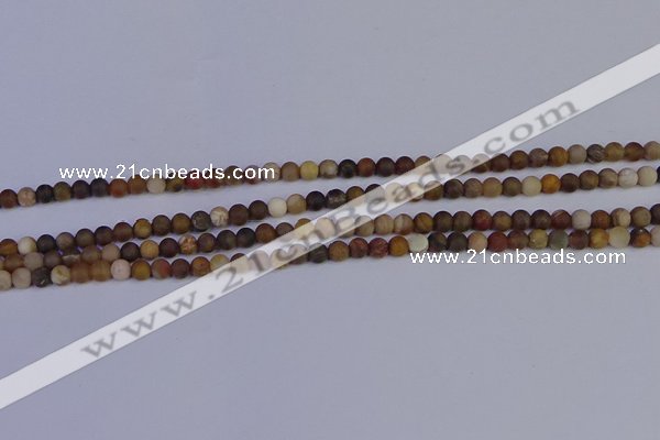 CWJ410 15.5 inches 4mm round matte wood jasper beads wholesale